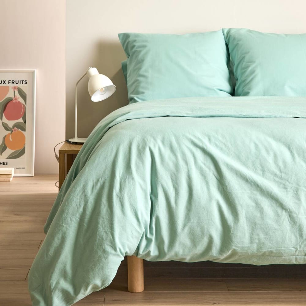 Taie d'oreiller 75% coton 25% lin 65 x 65 cm bleu écume — vue 3