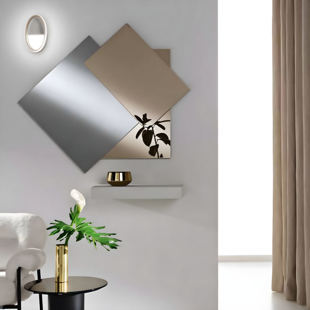 Miroir composé de trois feuilles superposées, 122 x 110 cm