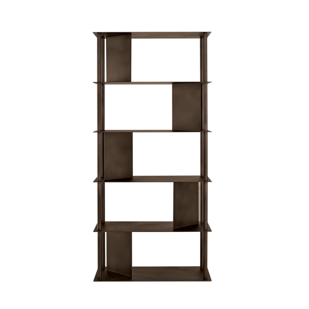Bibliothèque verticale en métal marron, 90 x 40 cm, hauteur 190 cm