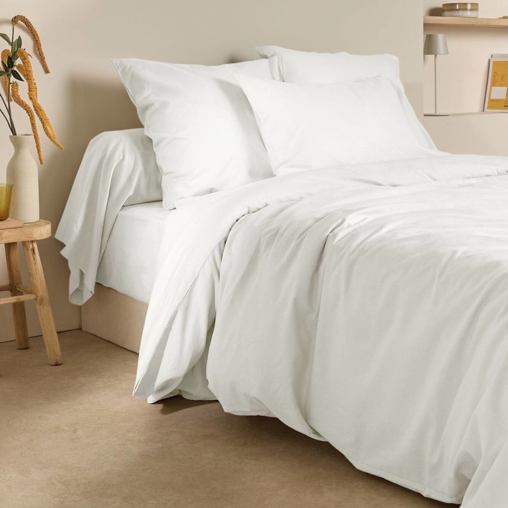 Housse de couette 75% coton 25% lin blanc 260 x 240 cm