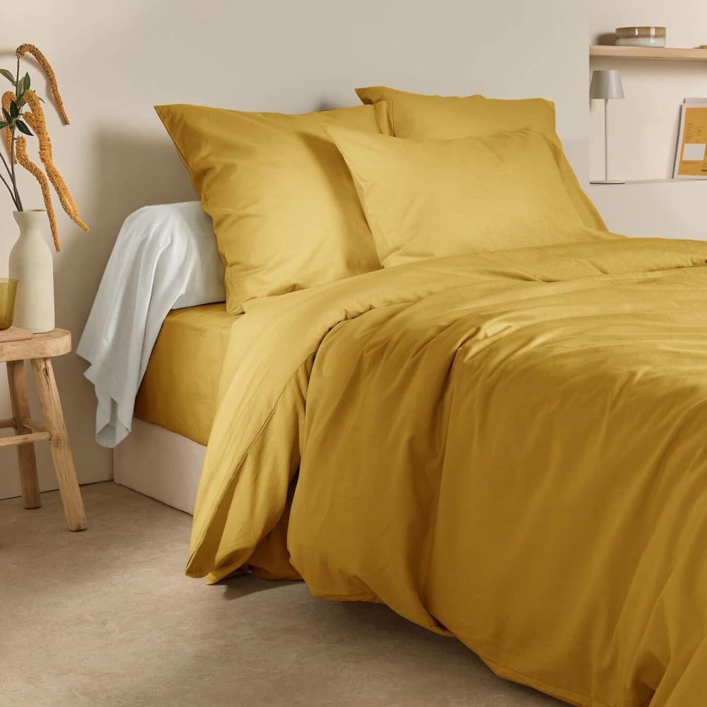 Housse de couette 75% coton 25% lin curry 240 x 220 cm