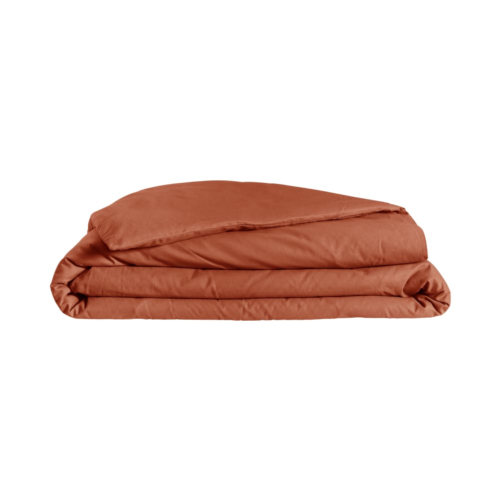 Housse de couette 75% coton 25% lin terracotta 200 x 200 cm - Maisons du Monde