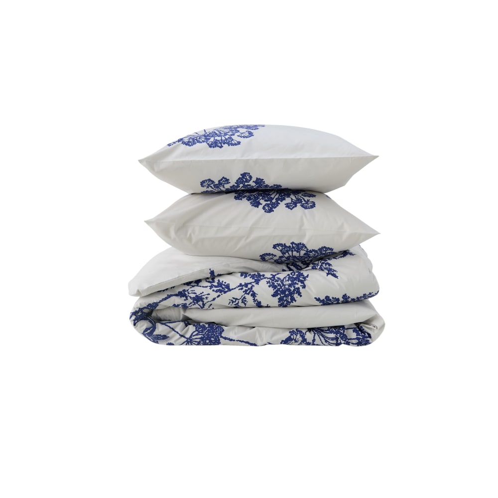 Parure de lit en percale de coton motif angélique gris 240 x 220 cm - Maisons du Monde