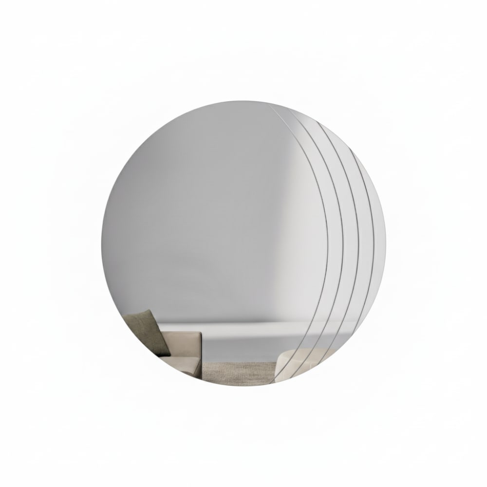 Miroir mural rond argenté Ø 120 cm