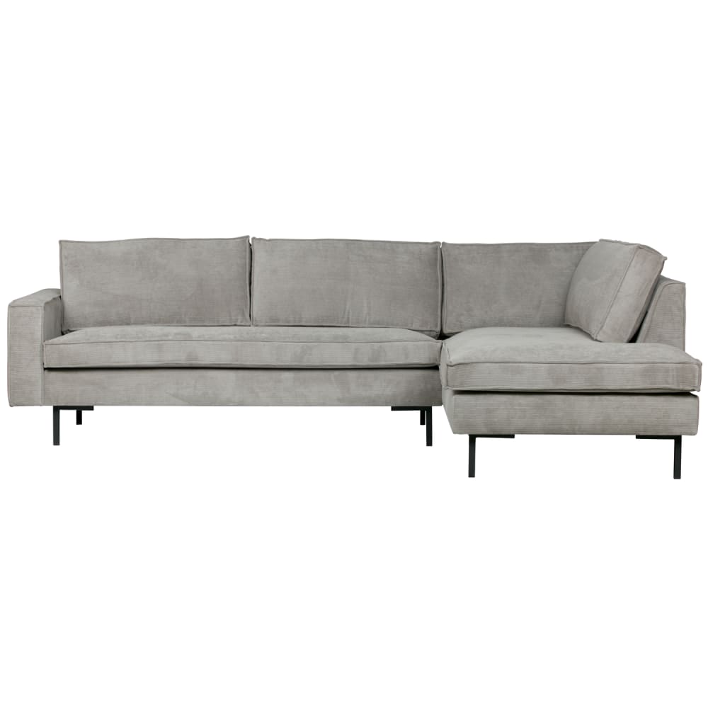 Canapé d'angle droite en tissu côtelé gris