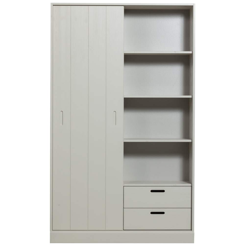 Armoire 1 porte coulissante en bois de pin gris