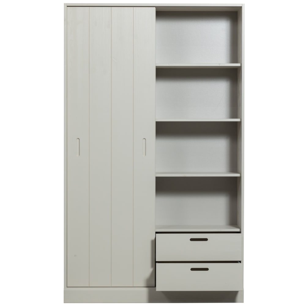 Armoire 1 porte coulissante en bois de pin gris