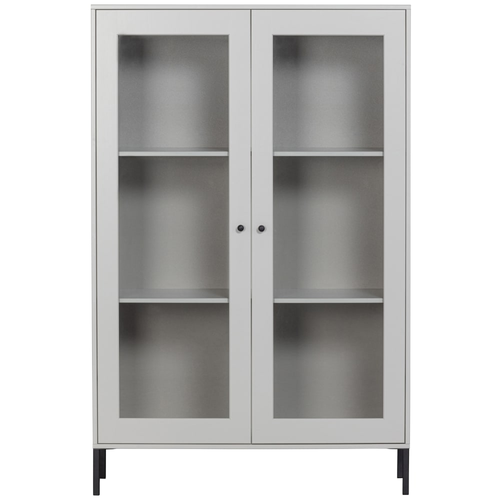 Vitrine 2 portes en pin gris