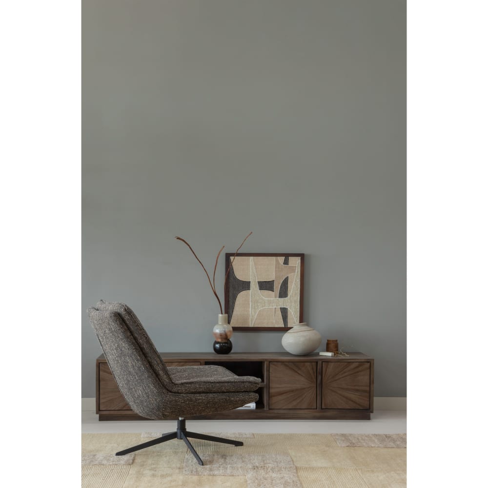 Fauteuil pivotant en tissu mélangé marron