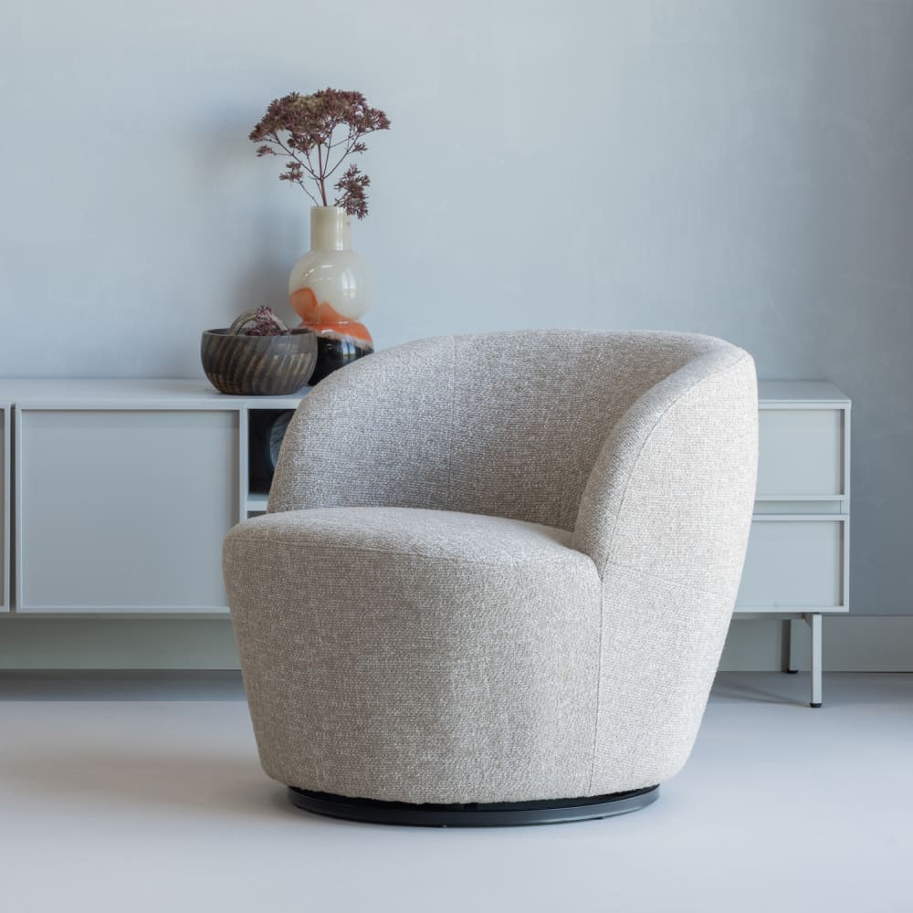 Drehsessel aus Mischgewebe, Beige - Maisons Du Monde