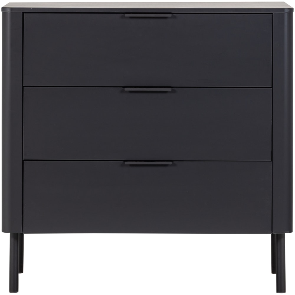 Commode 3 tiroirs en pin noir