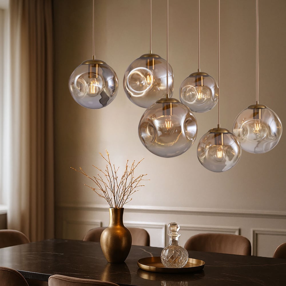 Art-Deco Hängeleuchte Messing oval Bernstein - Maisons Du Monde