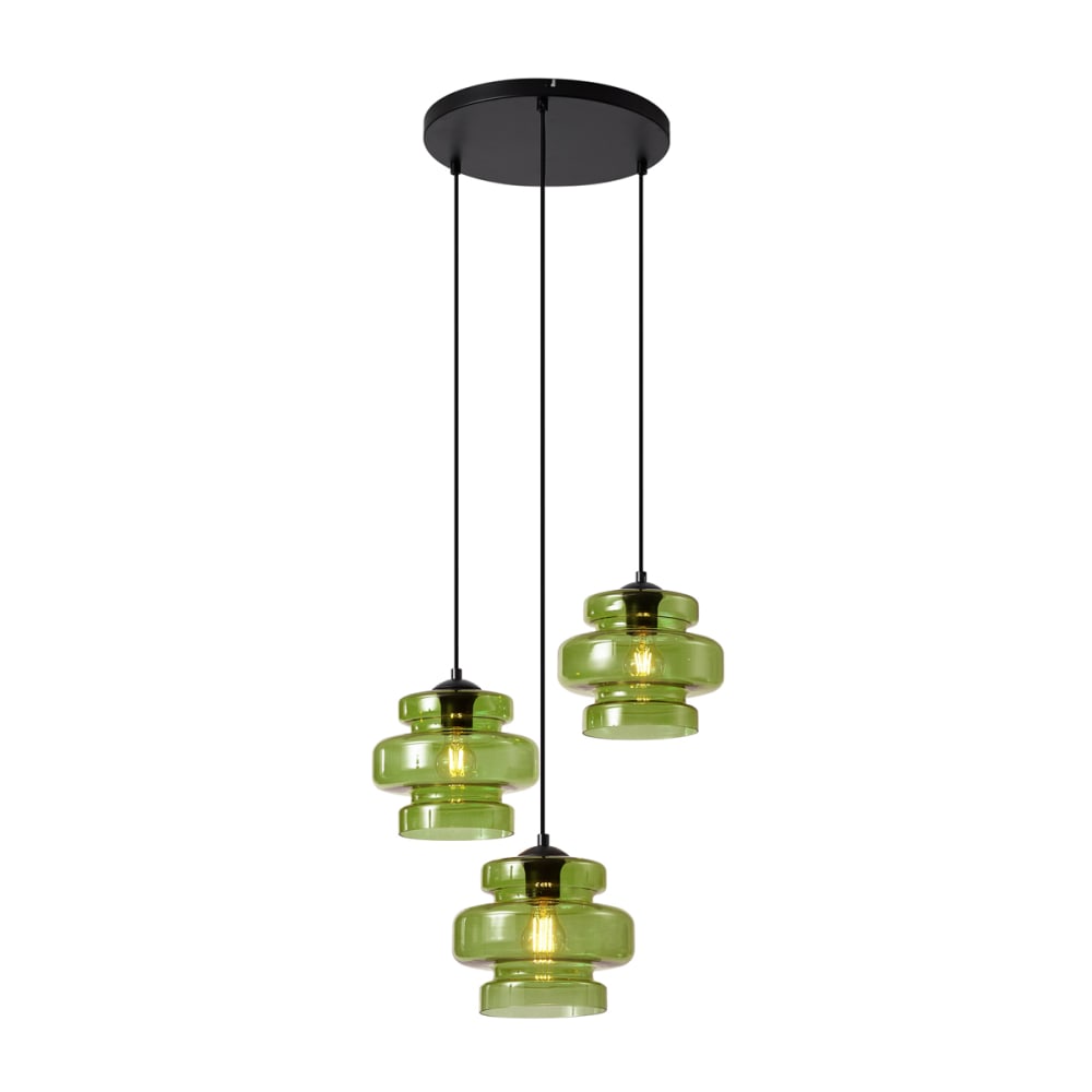QAZQA Retro Hängelampe Schwarz Grünglas style vintage Grün