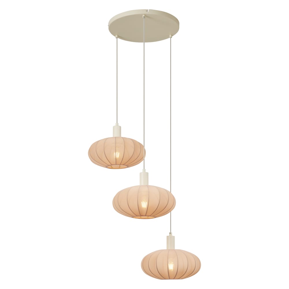 Suspension Japandi beige abat-jour tissu