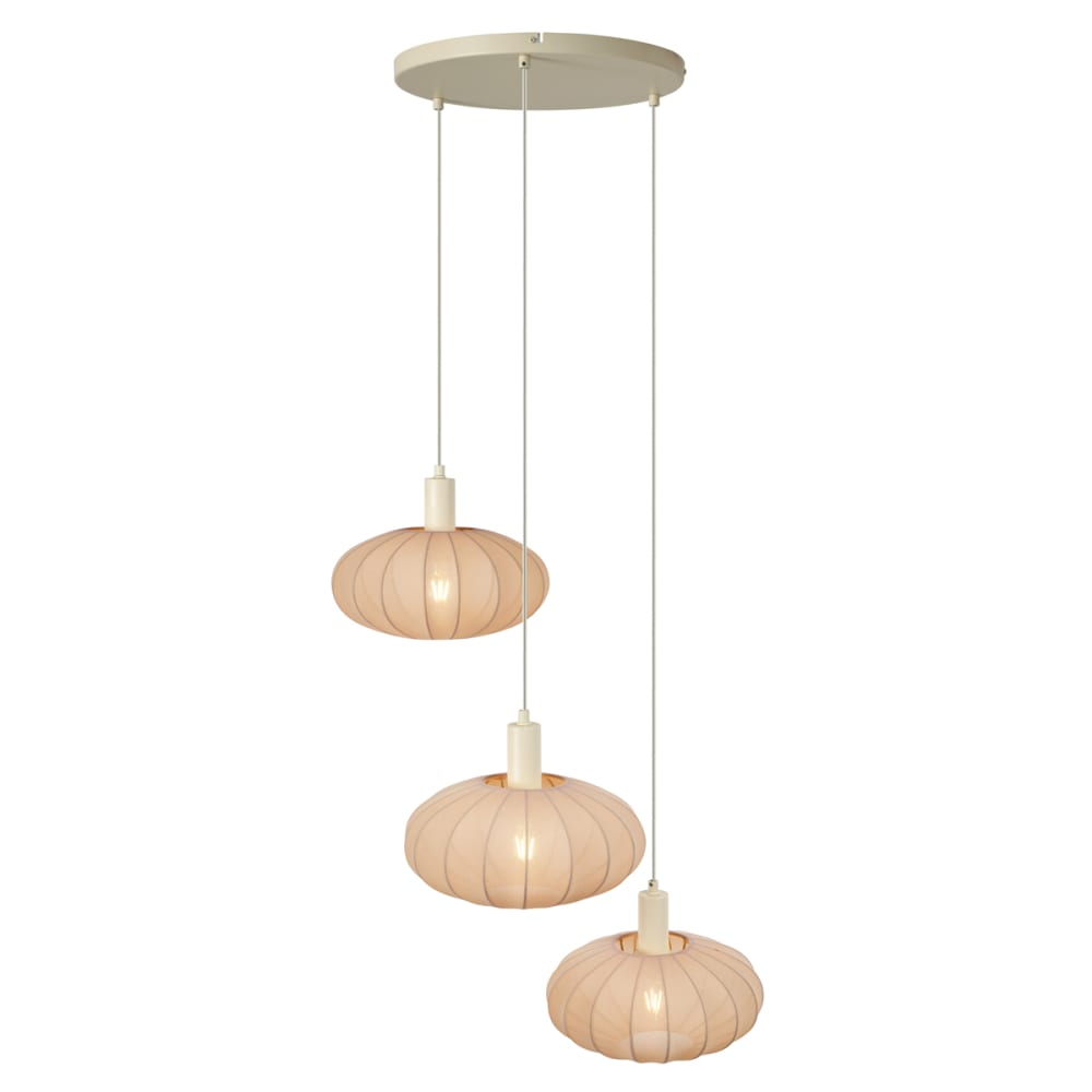Suspension Japandi beige abat-jour tissu