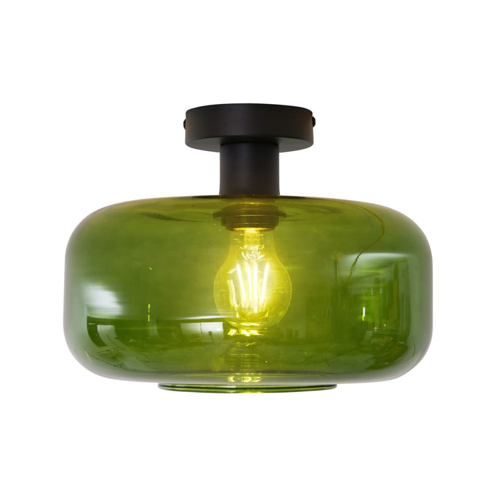Plafonnier rétro noir verre vert — vue 3