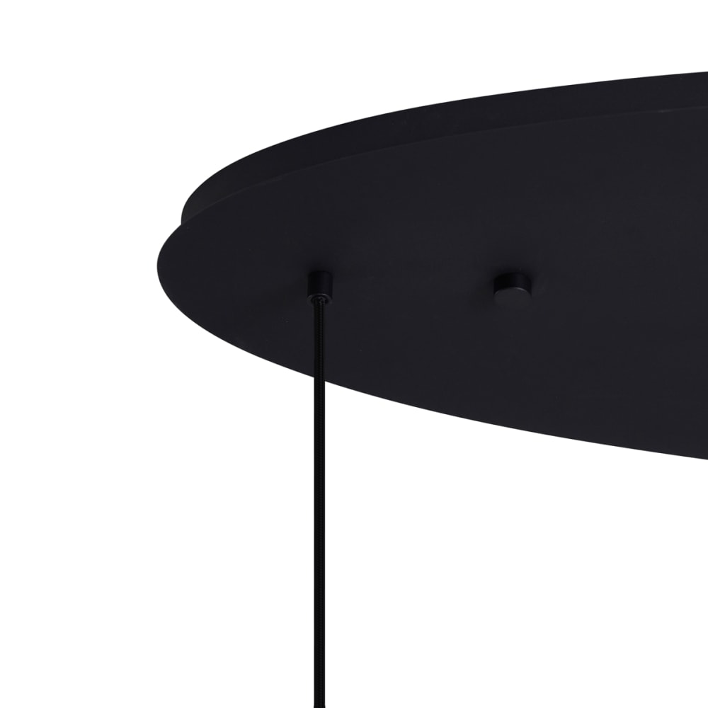 Suspension art déco noire verre vert bleu 6 lampes — vue 4