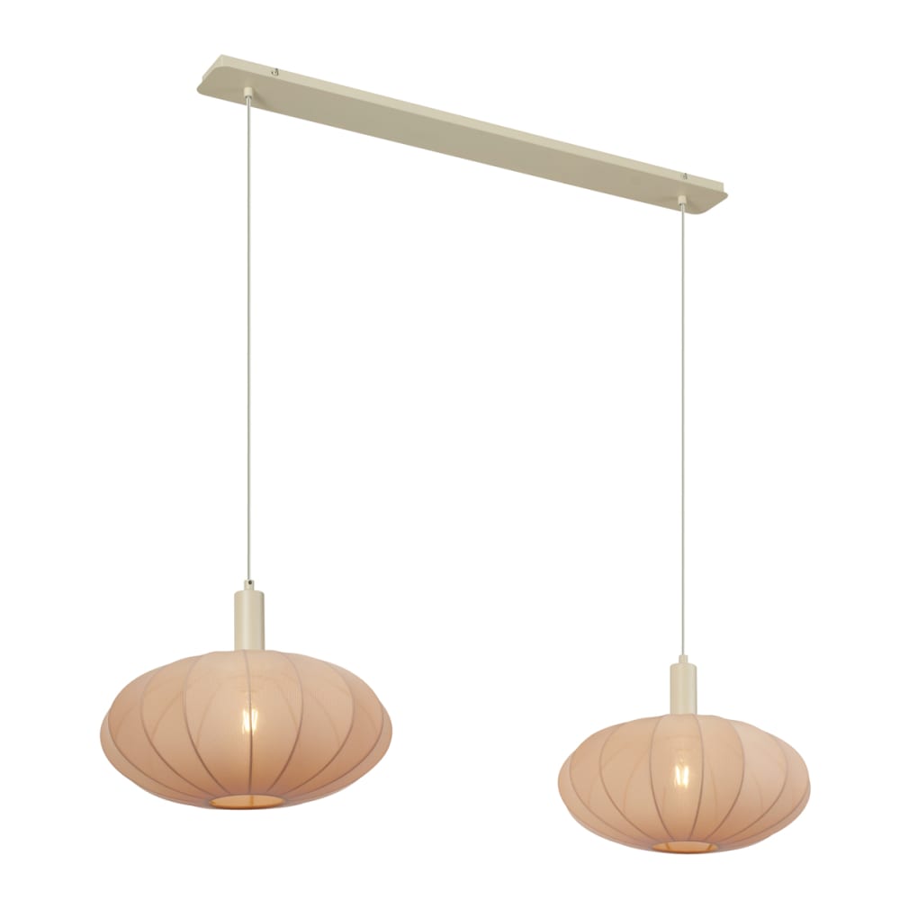 Suspension Japandi beige abat-jour tissu