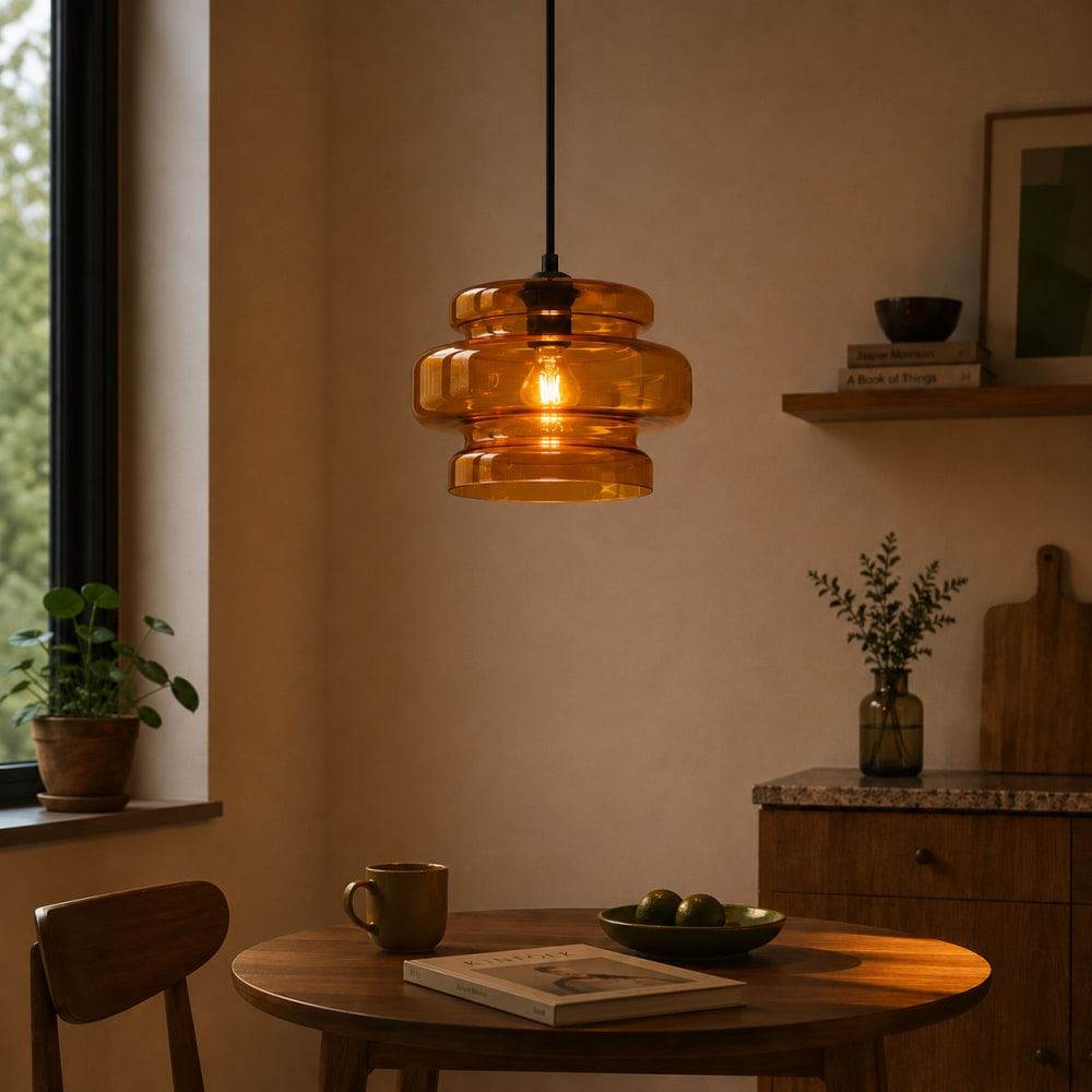 Suspension rétro noire verre orange — vue 3