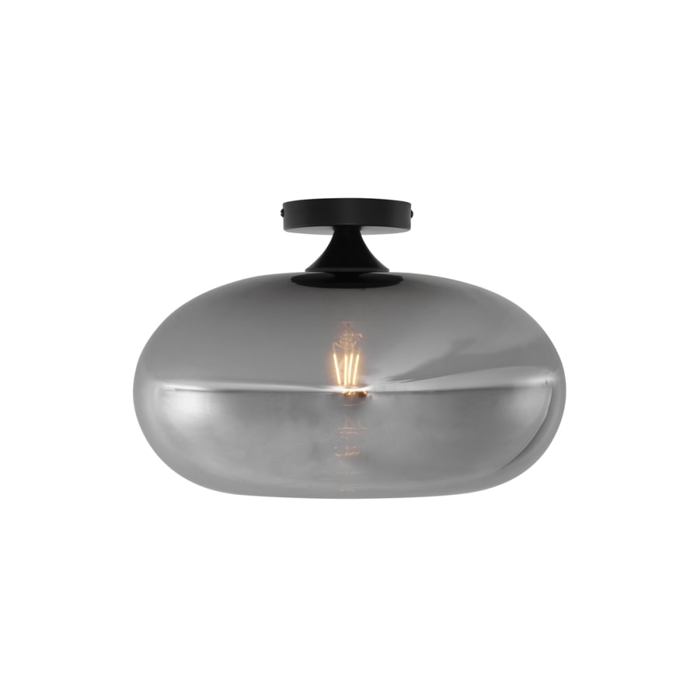 Plafonnier art déco noir verre fumé 40 cm — vue 4