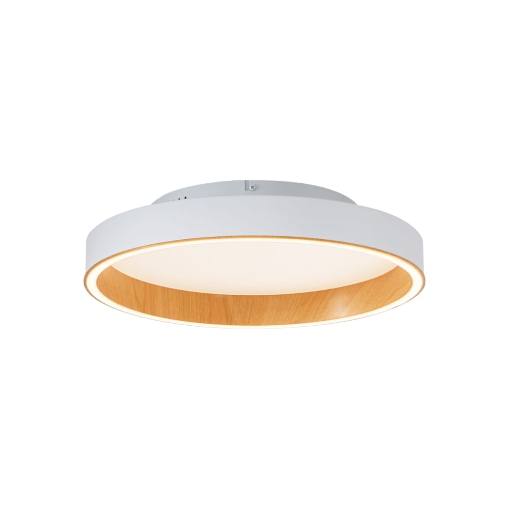 QAZQA Design Deckenleuchte Weiß Holz 40 cm LED style modern Weiß Aluminium