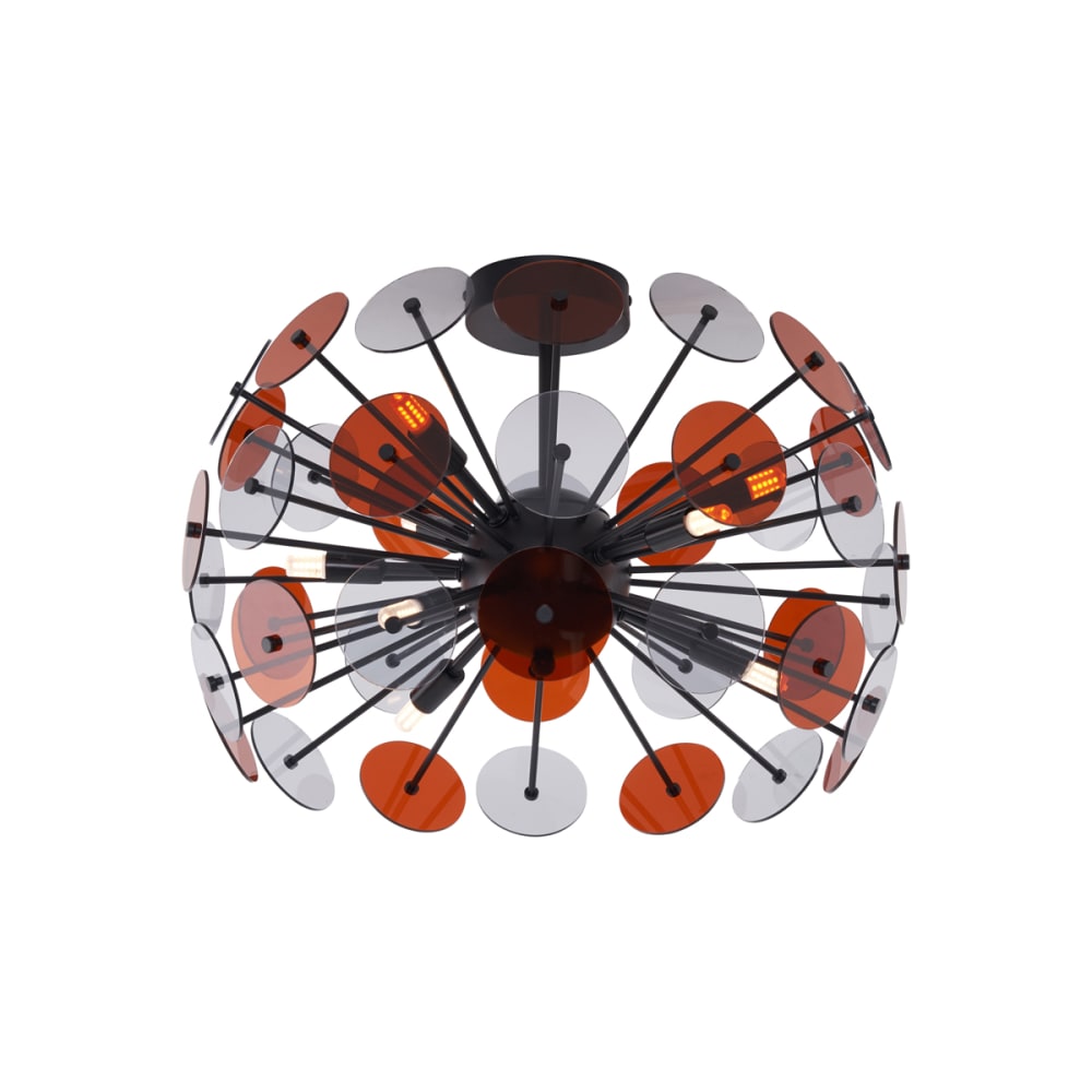 Plafonnier Art déco noir verre ambré fumé