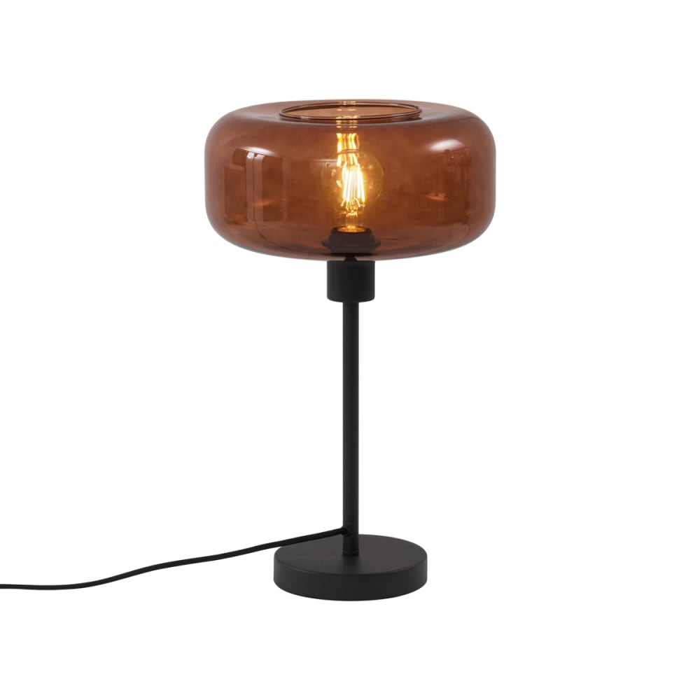 QAZQA Retro Tischleuchte Schwarz Bronzeglas style vintage Gold