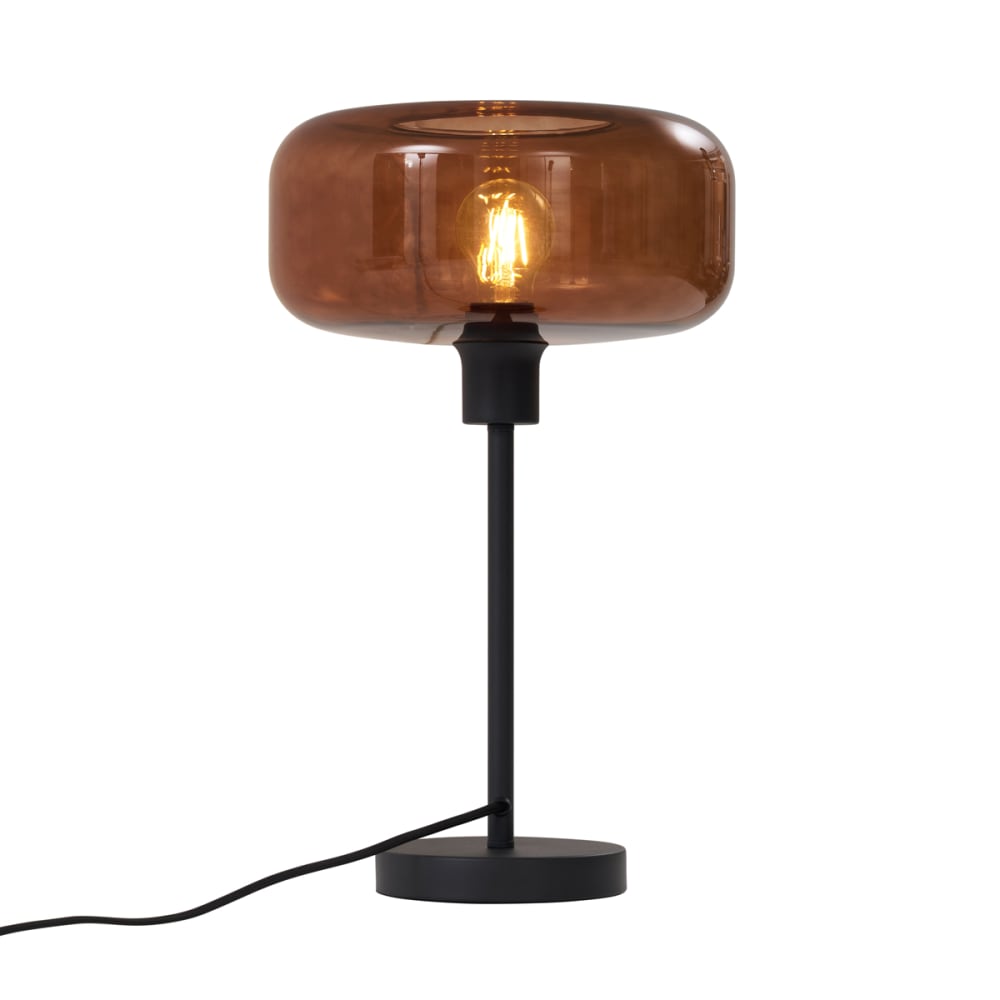 Lampe de table rétro noire verre bronze — vue 3