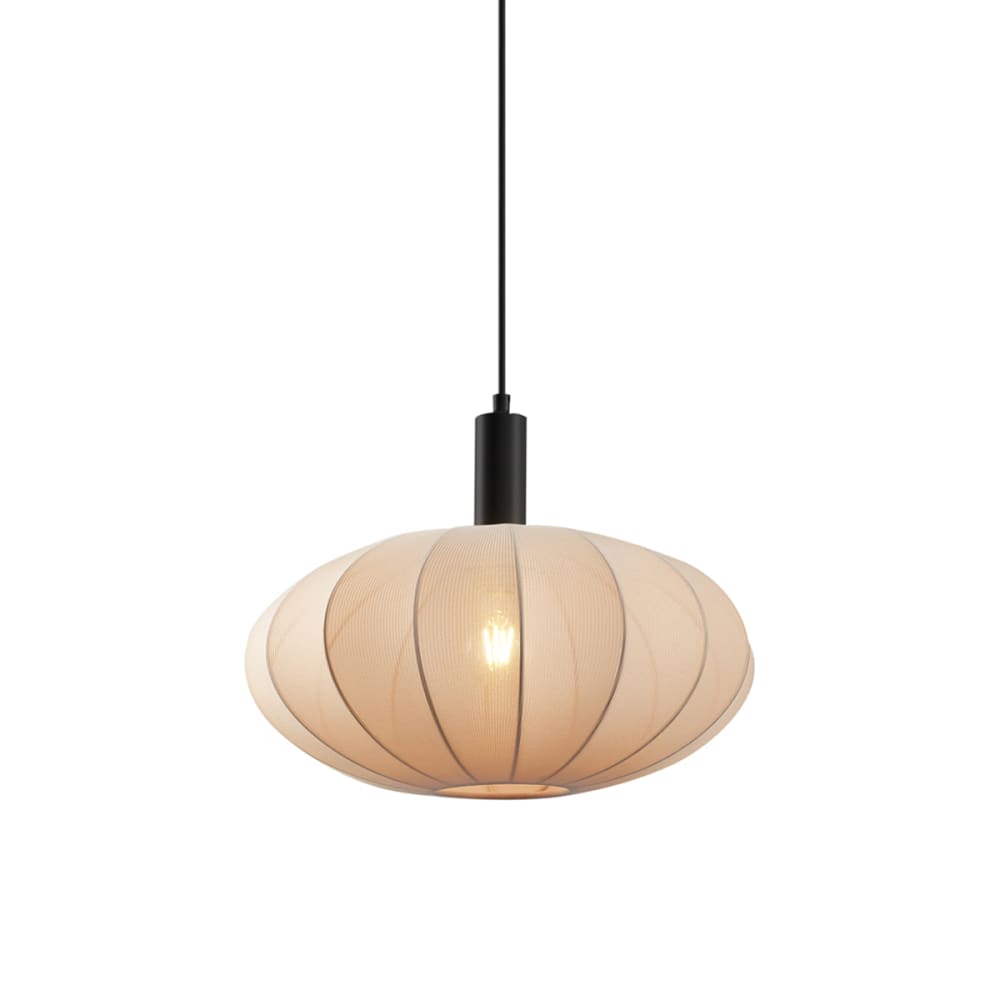 Suspension Japandi noire abat-jour tissu marron