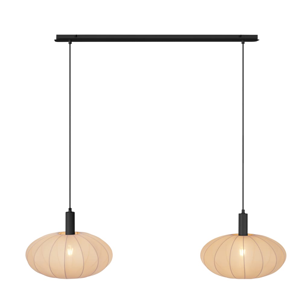 Suspension Japandi noire abat-jour tissu marron