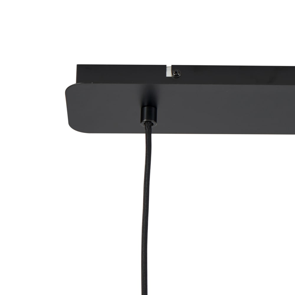 Suspension japandi noire abat-jour tissu marron — vue 4