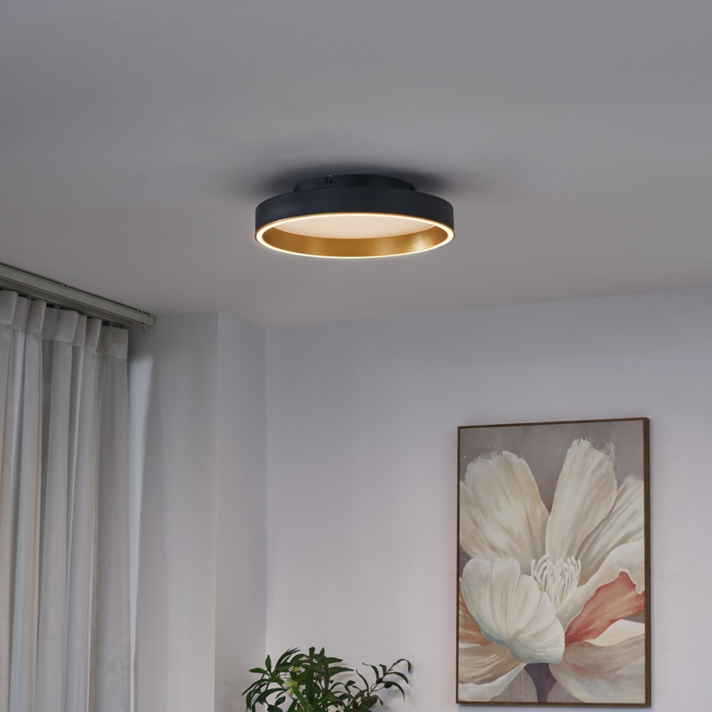 Plafonnier design noir or led 40 cm — vue 3