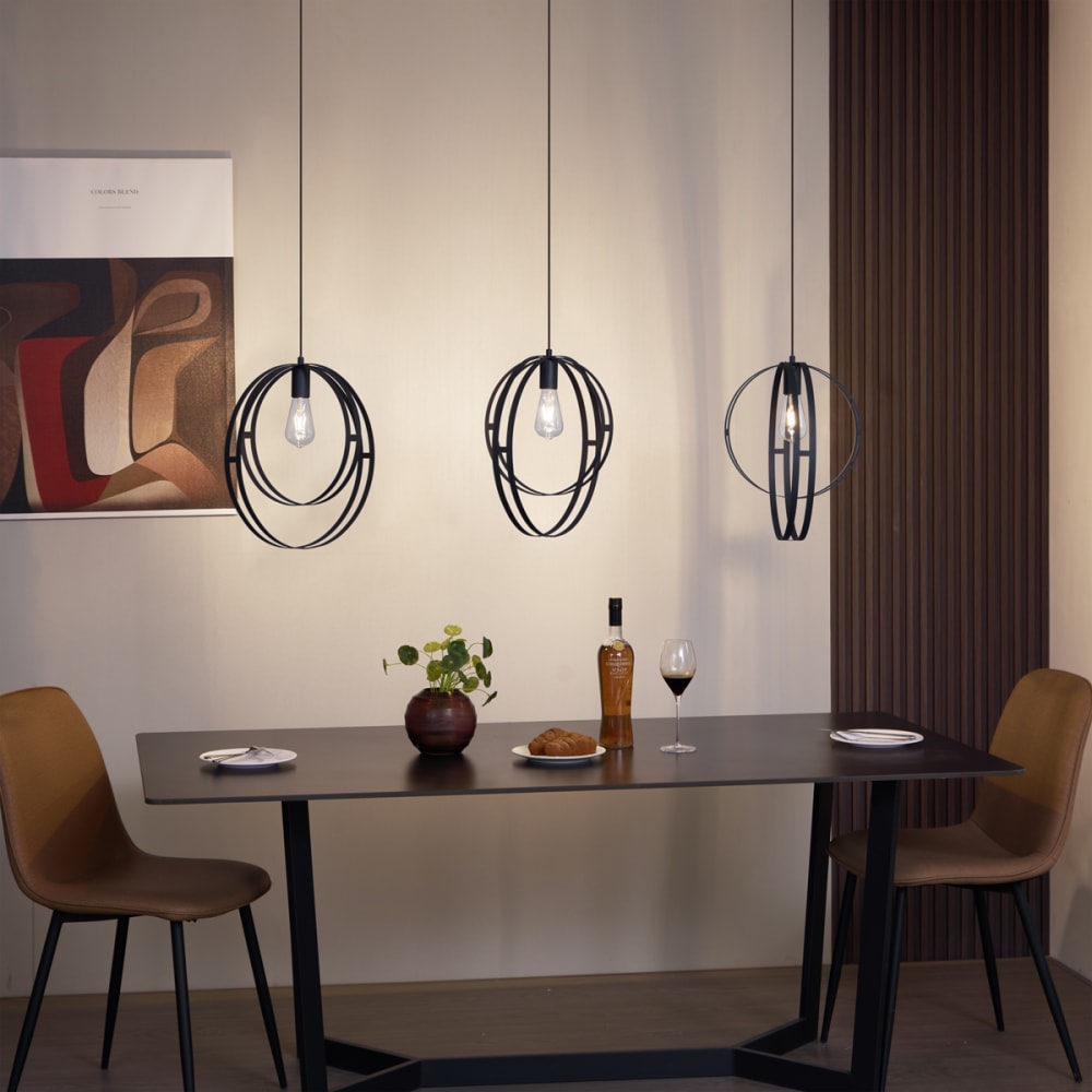 Suspension design noire rectangulaire — vue 3