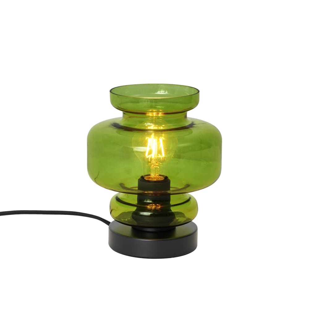 Lampe table rétro noire verre vert