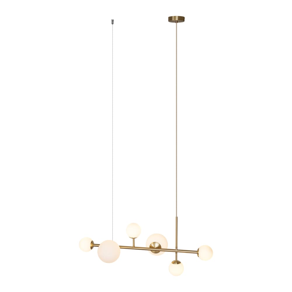 Suspension chic hôtel dorée verre opale blanc