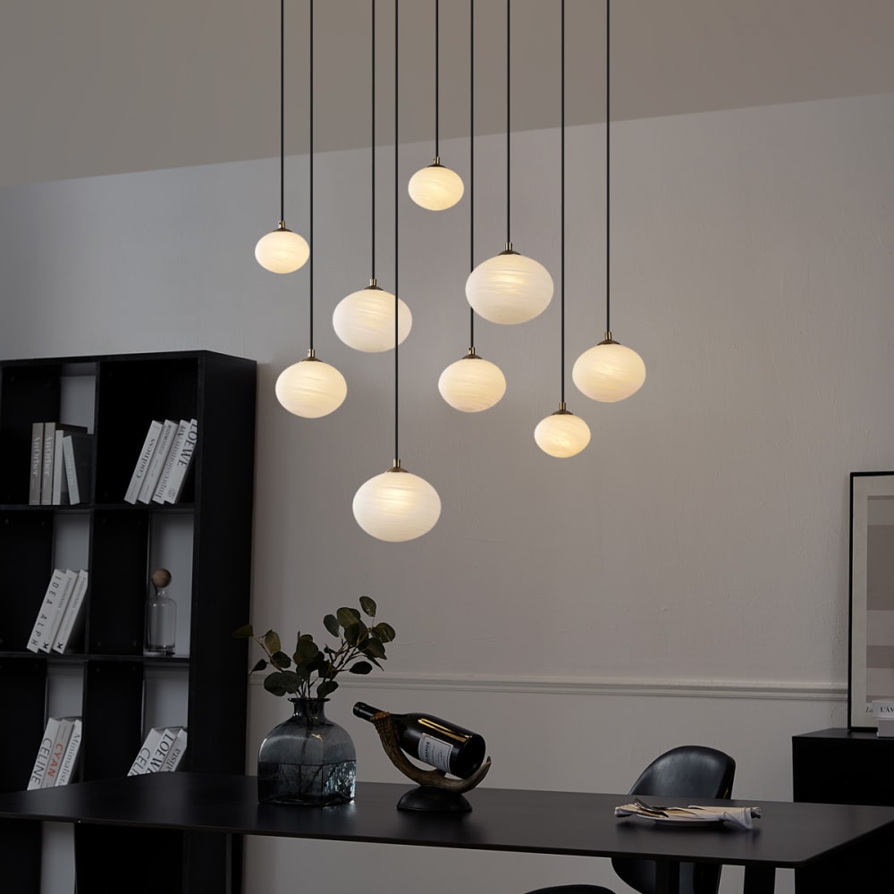 Art-Deco-Hängelampe Gold Opalglas groß - Maisons Du Monde