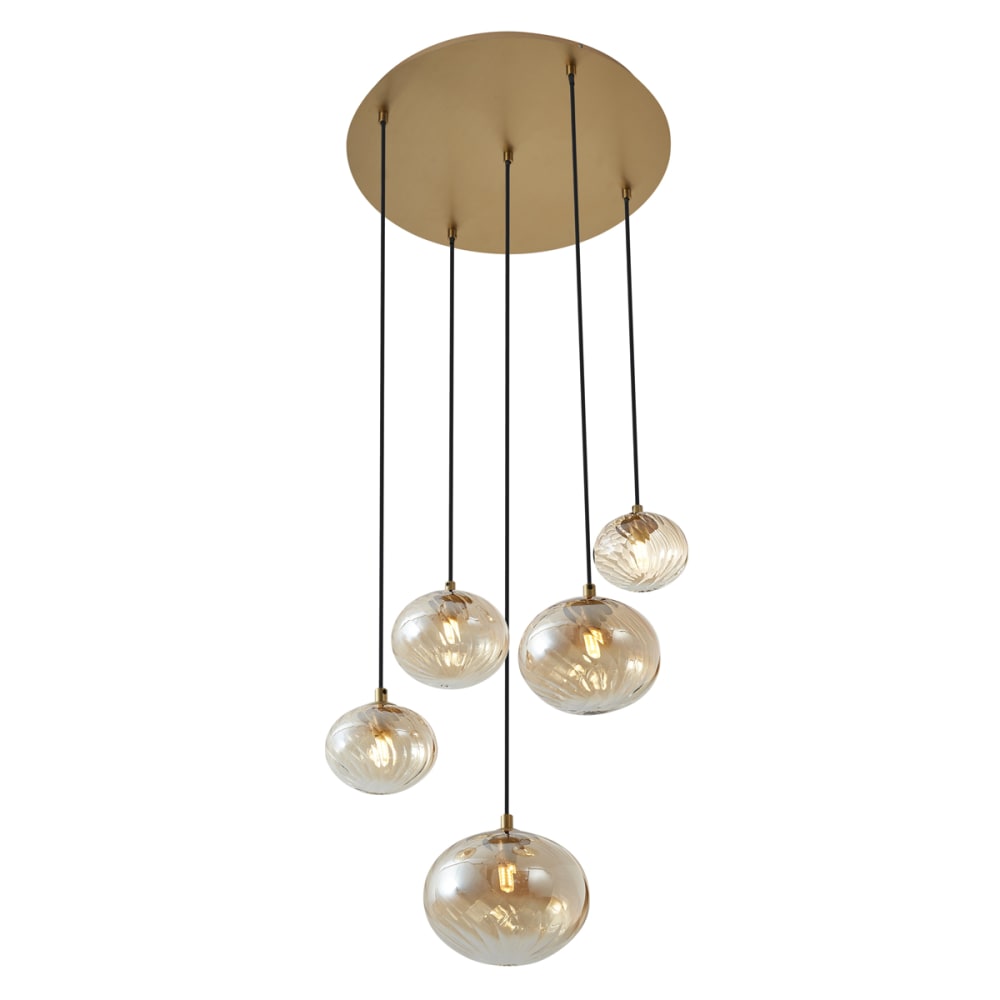 Suspension art déco or verre ambré — vue 4