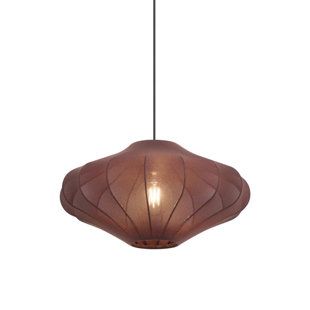 QAZQA Japandi Hängelampe Braun Stoffschirm 50 cm style modern Braun Stoff