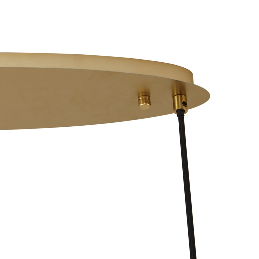 Suspension art déco or verre ambré ovale 5 lampes — vue 4