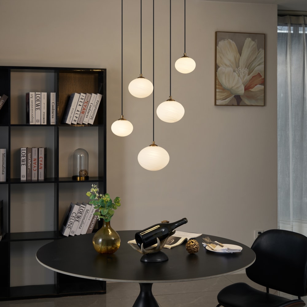 Art-Deco-Hängelampe Gold mit Opalglas - Maisons Du Monde