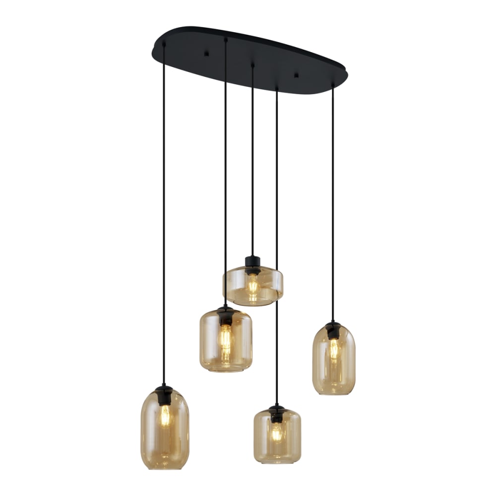 QAZQA Moderne Hängelampe Schwarz Bernstein style modern Schwarz Metall