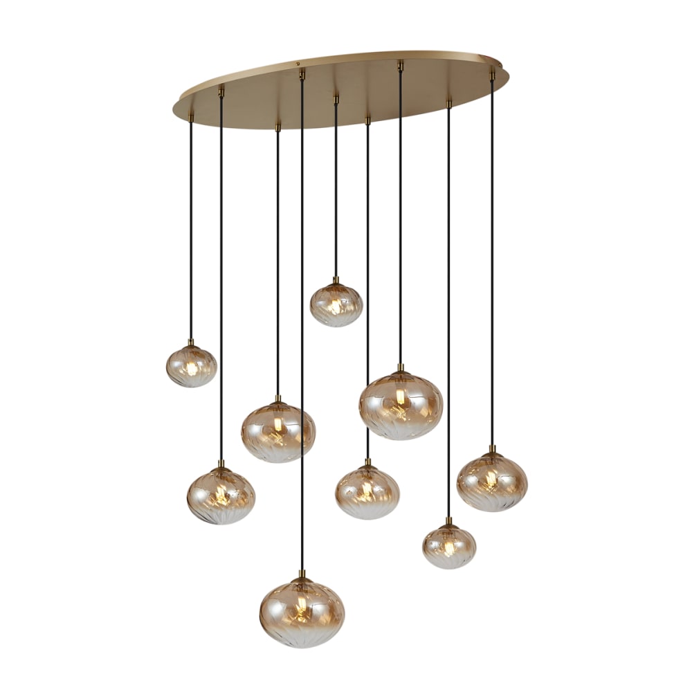 QAZQA Art-Deco Hängelampe Gold Bernsteinglas style vintage Gold Metall