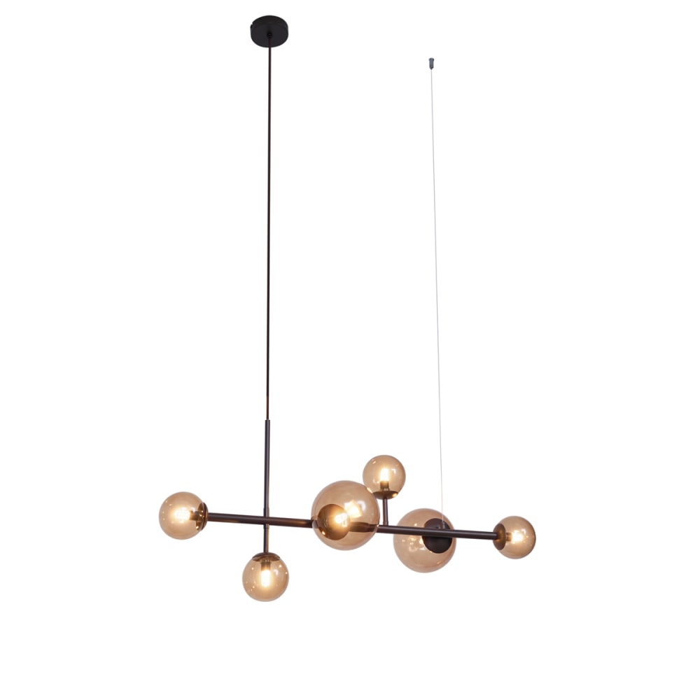 Suspension chic hôtel bronze foncé verre bronze