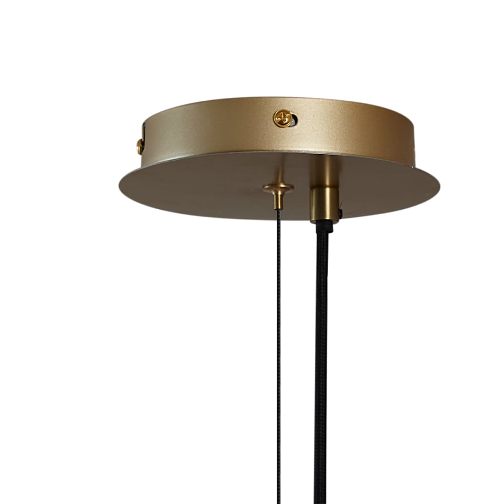Suspension art déco dorée verre ambré 14 lampes — vue 4