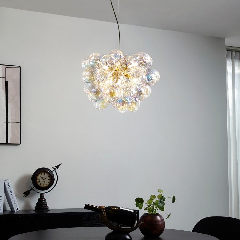Suspension art déco or verre arc-en-ciel 50 cm — vue 3