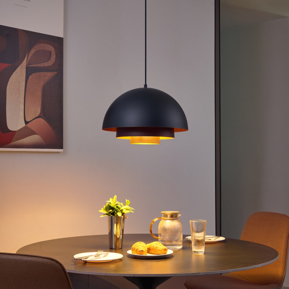 Suspension moderne noire dorée — vue 3