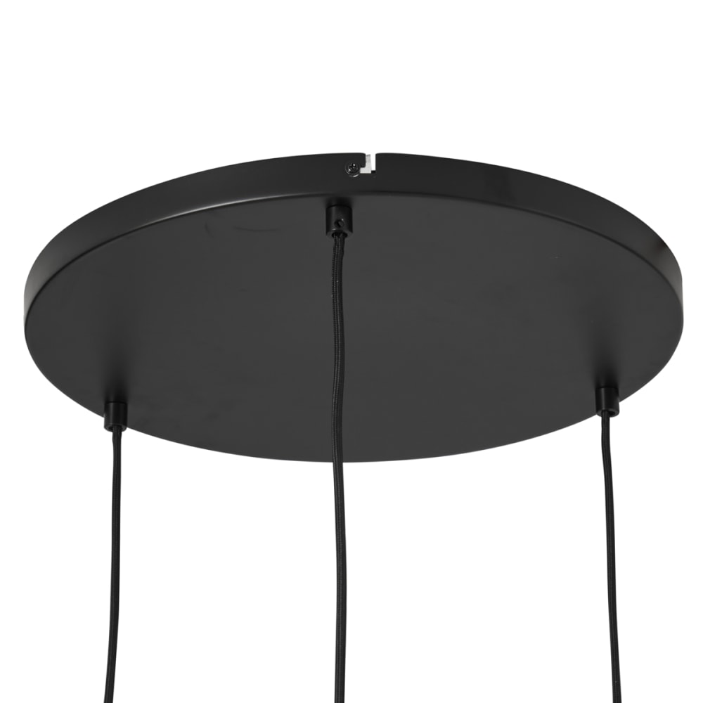 Suspension japandi noire tissu marron 3 lampes — vue 4