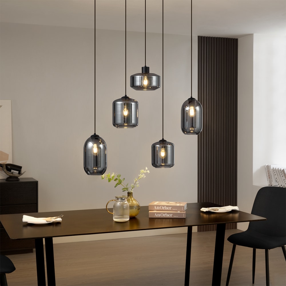 Moderne Hängelampe Schwarz Rauchglas - Maisons Du Monde