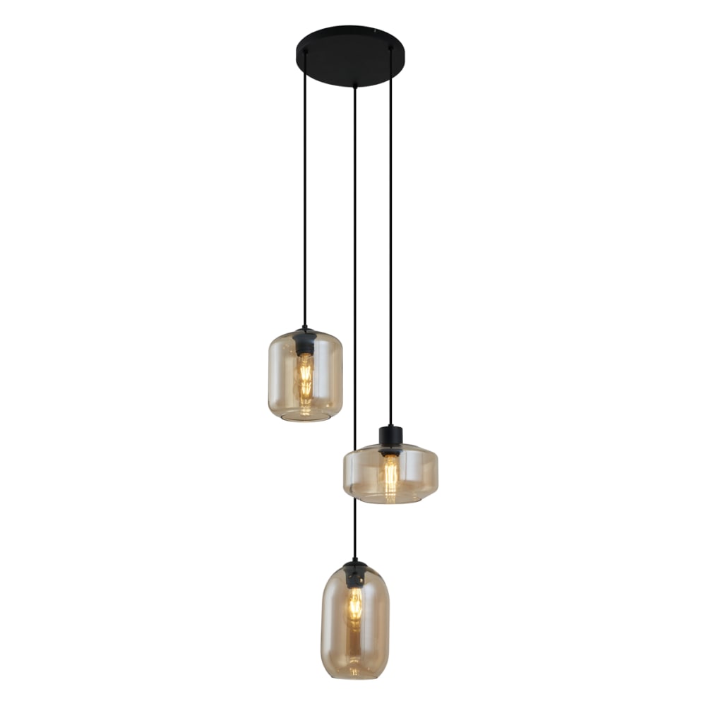 QAZQA Moderne Hängelampe Schwarz Bernstein style modern Schwarz Metall