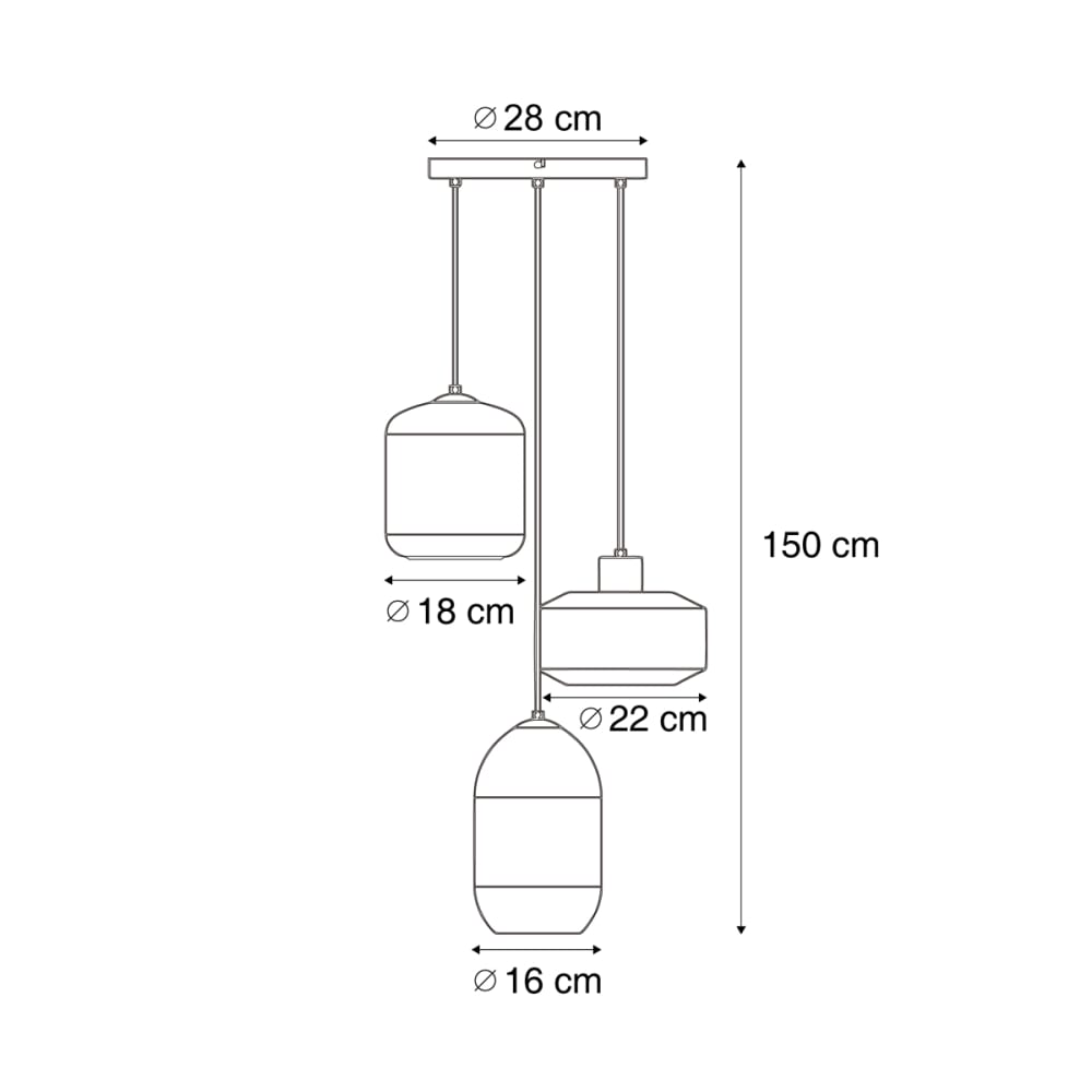 Suspension moderne noire verre ambré — vue 4